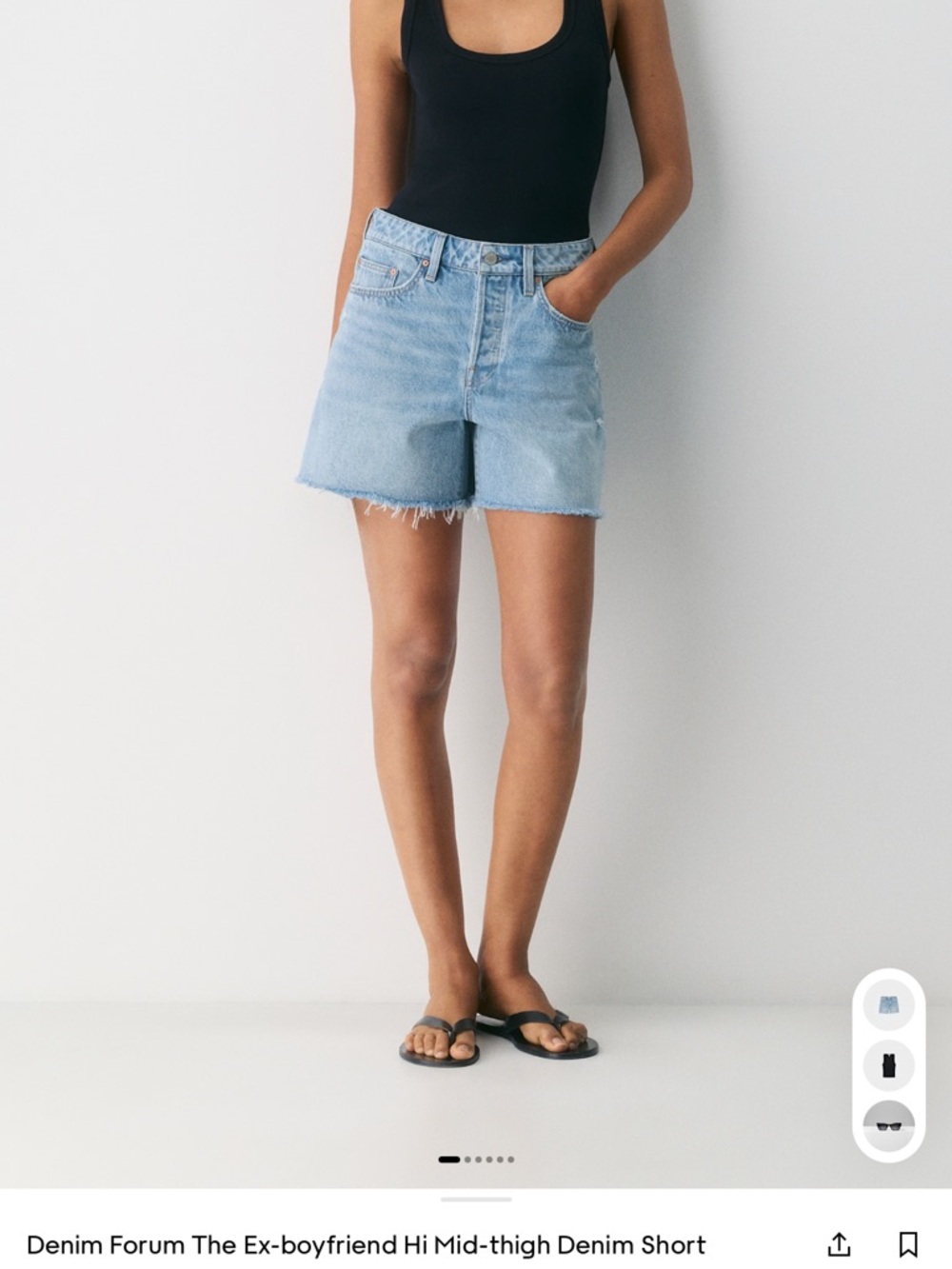 Denim Forum Light Blue High-Waist Distressed Denim Shorts